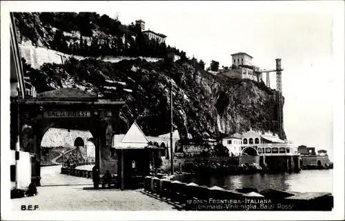 Ak Grimaldi Vintimiglia Liguria, Frontiera Italiana, Balzi Rossi