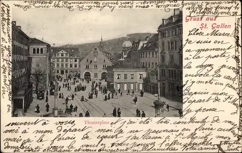 Ak Sankt Gallen Stadt Schweiz, Theaterplatz