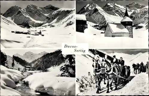 Ak Sertig Dörfli Kanton Graubünden, Davos, Kapelle, Winter