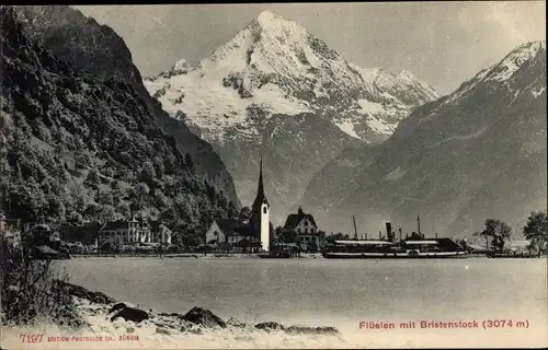 Ak Flüelen Kanton Uri Schweiz, Panorama, Bristenstock