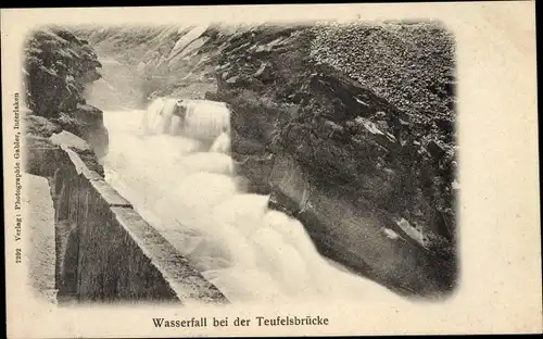 Ak Göschenen Kanton Uri, Wasserfall bei der Teufelsbrücke