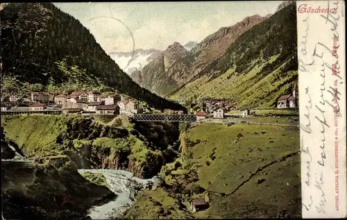 Ak Göschenen Kt. Uri Schweiz, Ortschaft mit Landschaftsblick