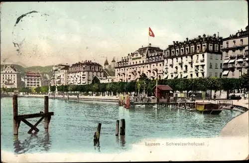 Ak Luzern Stadt Schweiz, Schweizerhofquai, Hotels