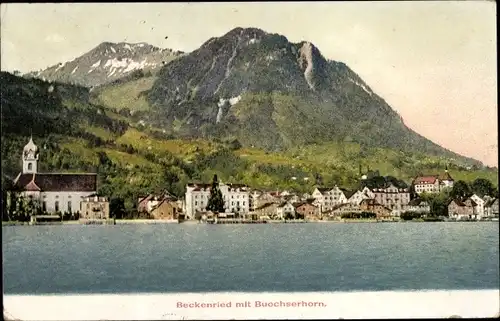 Ak Beckenried Kt. Nidwalden Schweiz, Gesamtansicht, Buochserhorn