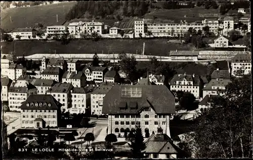 Ak Le Locle Kt Neuenburg, Hotel de Ville et Bellevue