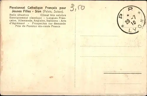 Ak Sion Sitten Kanton Wallis, vue generale, Pensionnat Catholique Francais pour Jeunes Filles