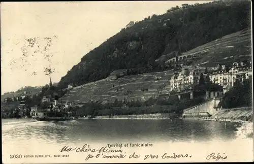 Ak Territet Montreux Kt. Waadt, Ortsansicht, Funiculaire
