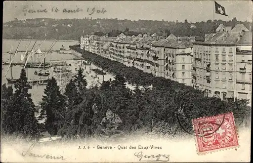 Ak Genève Genf Schweiz, Quai des Eaux Vives