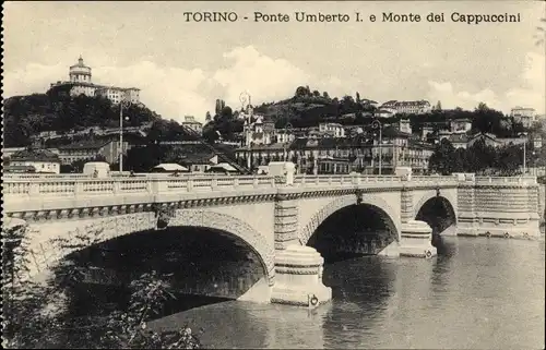 Ak Torino Turin Piemonte, Ponte Umberto I. e Monte del Cappuccini