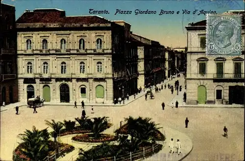Ak Tarent Taranto Puglia, Piazza Giordano Bruno e Via d'Aquino
