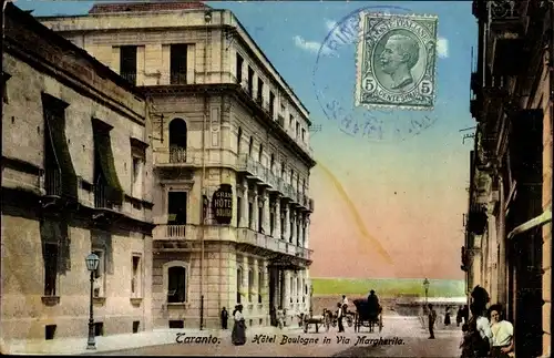 Ak Tarent Taranto Puglia, Hotel Boulogne in Via Margherita