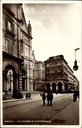 Ak Napoli Neapel Campania, Via Duomo e Cattedrale