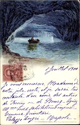 Litho Capri Neapel Campania, Grotta Azzurra, Blaue Grotte