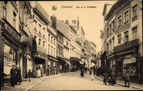 Ak Charleroi Wallonien Hennegau, Rue de la Montagne, Geschäfte