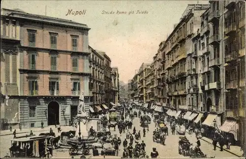 Ak Napoli Neapel Campania, Strada Roma gia Toledo, Straßenpartie