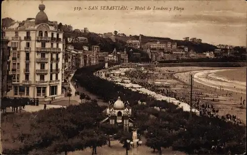 Ak Donostia San Sebastian Baskenland, Hotel de Londres y Playa