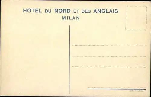 Ak Milano Mailand Lombardia, Hotel du Nord des Anglais, Außenansicht, Bahnhof