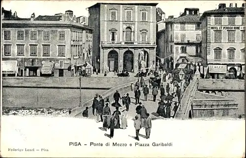 Ak Pisa Toscana, Ponte di Mezzo e Piazza Garibaldi