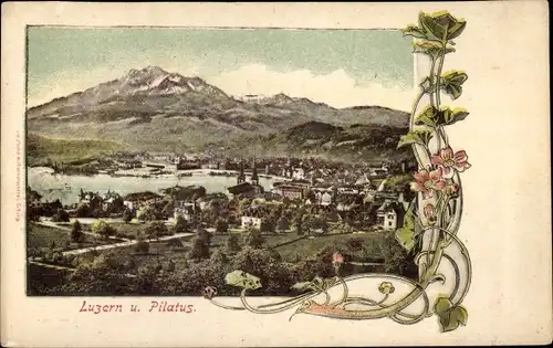Ak Luzern Stadt Schweiz, Totalansicht mit Pilatus