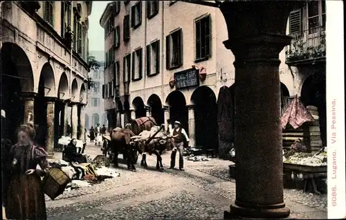 Ak Lugano Kanton Tessin Schweiz, Via Pessina