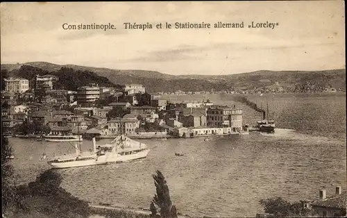 Ak Konstantinopel Istanbul Türkei, Therapia et le Stationaire Allemand Loreley, Schiff