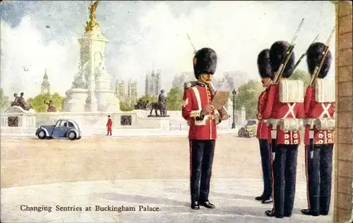 Künstler Ak City of Westminster London England, Changing Sentries at Buckingham Palace