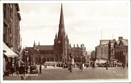 Ak Birmingham West Midlands England, The Bull Ring, Kirche