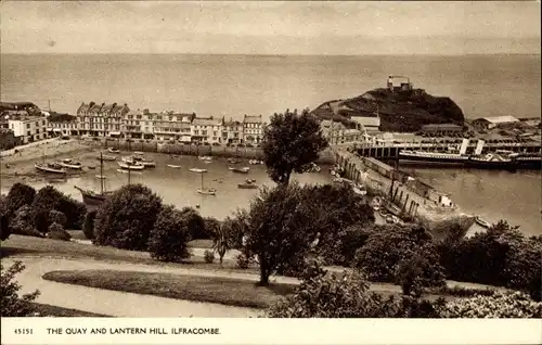 Ak Ilfracombe Devon England, The Quay and Lantern Hill