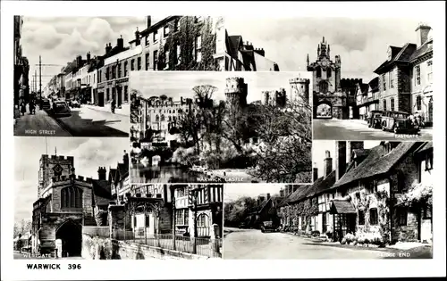 Ak Warwick Warwickshire England, High Street, Eastgate, Westgate, Ridge End, Warwick Castle