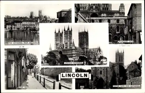 Ak Lincoln Lincolnshire England, Cathedral, Potter Gate, Exchequer Gate, Steep Hill