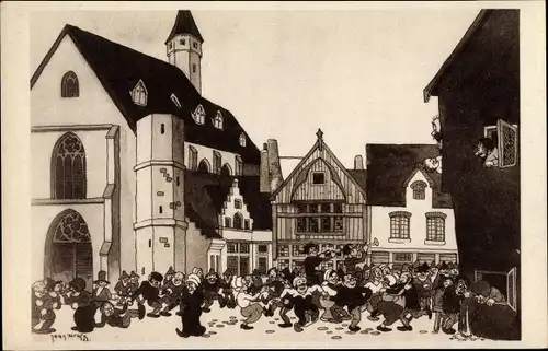 Künstler Ak Dratz, Jean, Chicago World's Fair 1933, Picturesque Belgium, old dancing