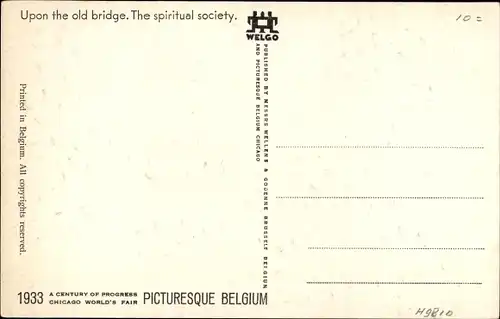 Künstler Ak Dratz, J., Chicago World's Fair 1933, Picturesque Belgium, old bridge, spiritual society