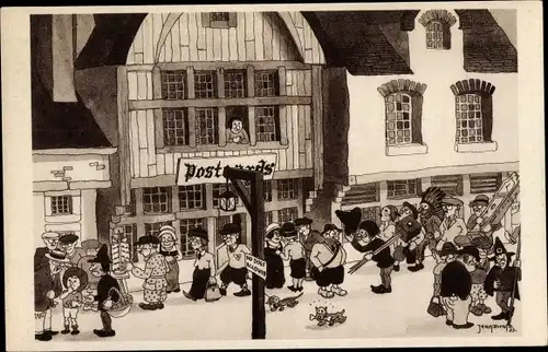 Künstler Ak Dratz, Jean, Chicago World's Fair 1933, Picturesque Belgium, Ye Old Print Shop