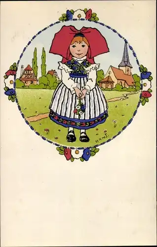 Künstler Ak Hansi, Jean Jacques Waltz, Alsacienne, Elsässer Mädchen in Tracht