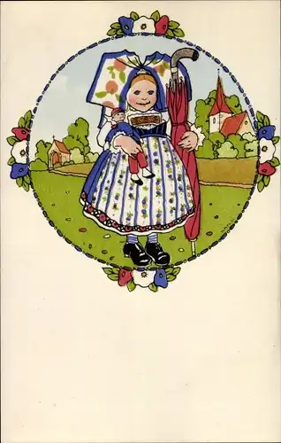 Künstler Ak Hansi, Jean Jacques Waltz, Alsace, Mädchen in Elsässer Tracht