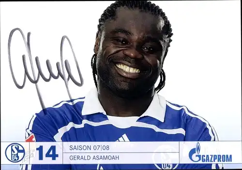 Ak Fußballer Gerald Asamoah, Adidas, Portrait, Autogramm, Gazprom, Schalke 04