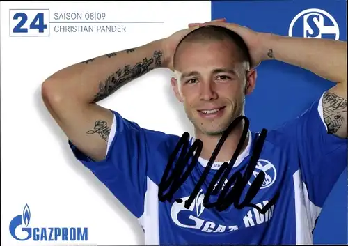 Ak Fußballer Christian Pander, Adidas, Portrait, Autogramm, Gazprom, Schalke 04