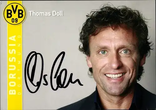 Ak Fußball Trainer Thomas Doll, Portrait, Autogramm, BVB 09