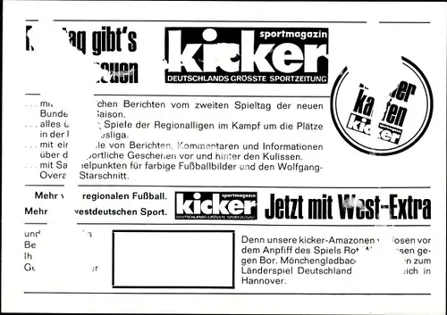 Ak Fußballmannschaft, Bundesliga, Sportmagazin Kicker, Autogramm