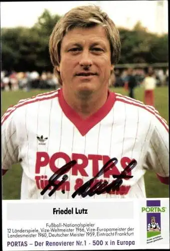 Ak Fußballer Friedel Lutz, Portrait, Autogramm, Portas