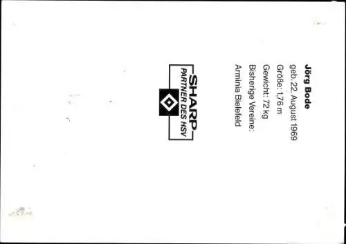 Ak Fußballer Jörg Bode, Portrait, Autogramm