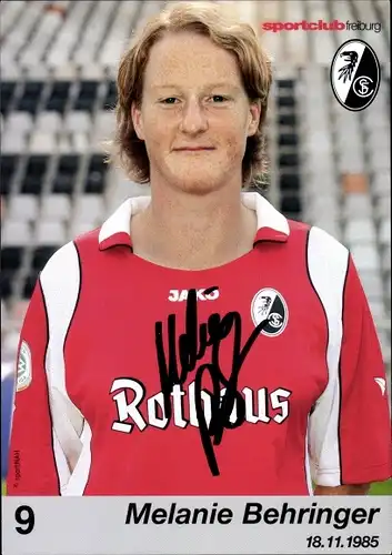 Ak Fußballerin Melanie Behringer, Portrait, Autogramm, Sportclub Freiburg