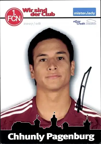 Ak Fußballer Chhunly Pagenburg, Portrait, Autogramm, 1. FCN