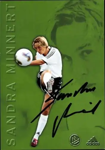 Ak Fußballerin Sandra Minnert, Portrait, Autogramm