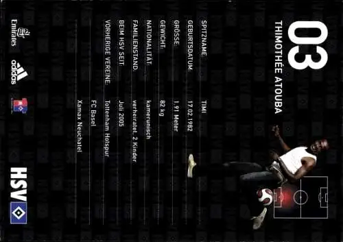 Ak Fußballer Thimothee Atouba, Portrait, Autogramm, HSV