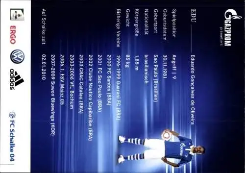 Ak Fußballer Edu, Portrait, Autogramm, FC Schalke 04