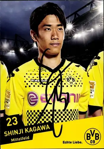 Ak Fußballer Shinji Kagawa, Portrait, Autogramm, BVB 09