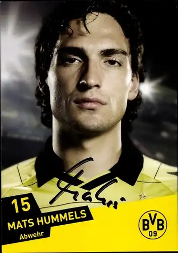 Ak Fußballer Mats Hummels, Portrait, Autogramm, BVB 09