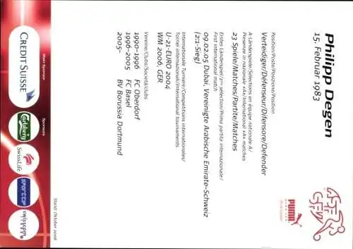 Ak Fußballer Philipp Degen, Portrait, Autogramm