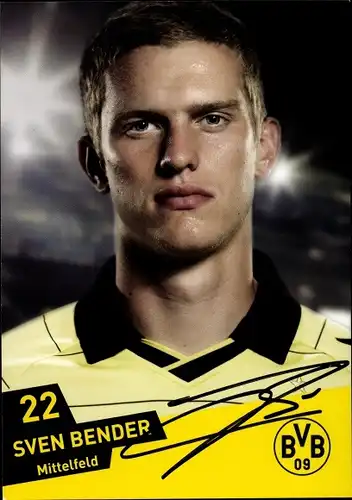 Ak Fußballer Sven Bender, Portrait, Autogramm, BVB 09